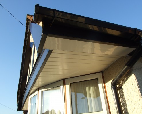 Black UPVC Mock Tudor Barge-Board, Guttering and UPVC Cladding as a Soffit