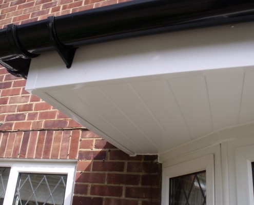 Cantilever Bay Window Guttering, Fascias and Soffits Close-up