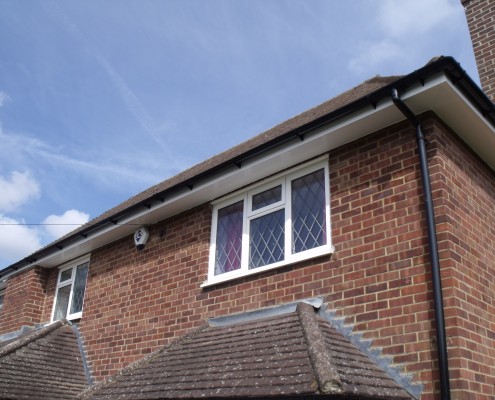 Roofline showing guttering, fascias and soffits